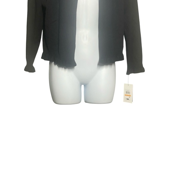 DKNY Women's Open Front Lace Back Layering Black Cardigan Sweater Top Size Small - Picture 3 of 9